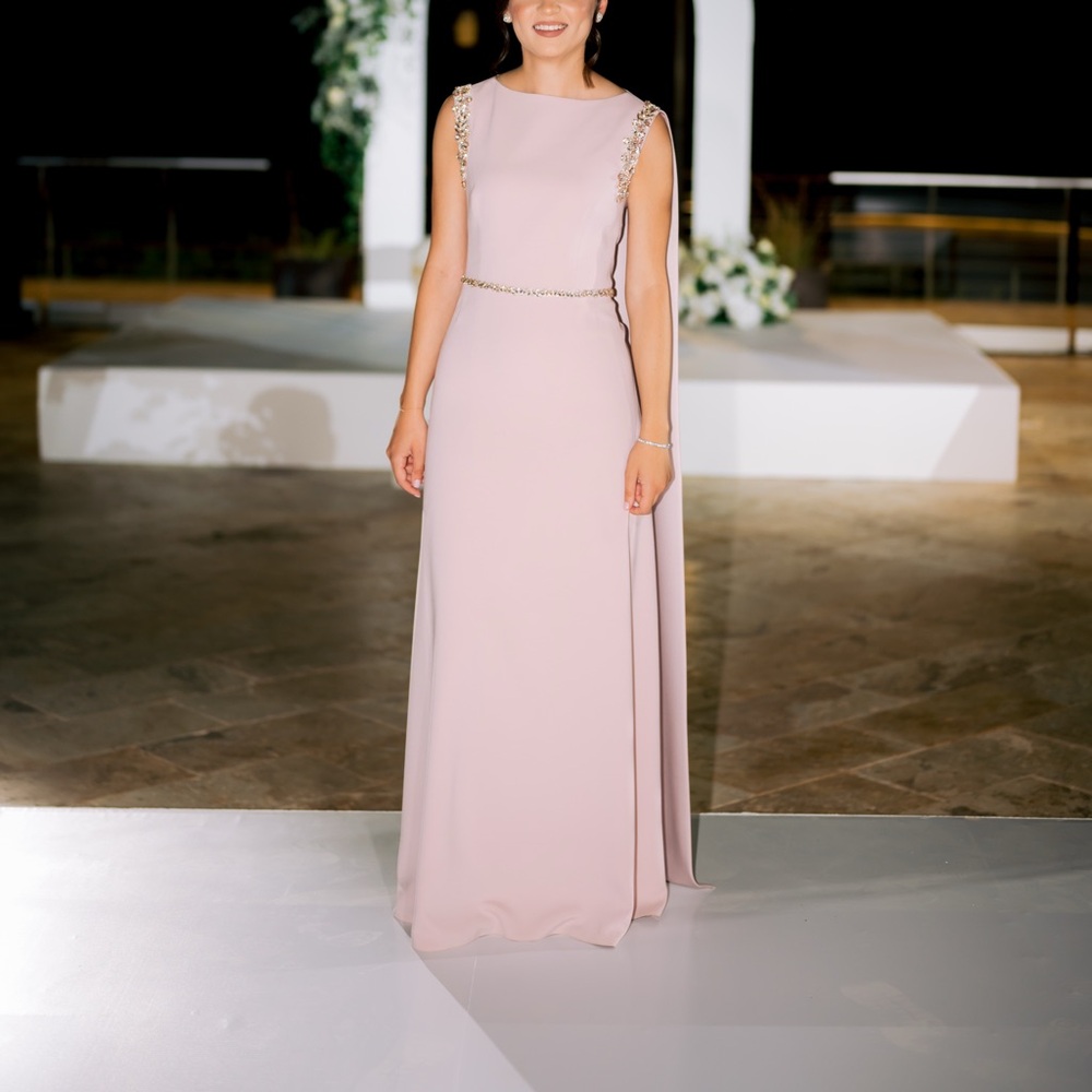 Pink Sleeveless Maxi Gown for Wedding Guests